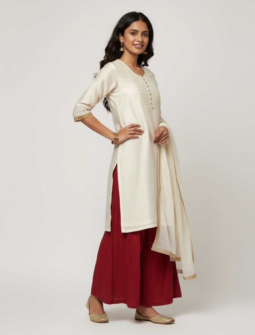 Basic Indian kameez  with 3/ 4 style sleeves Pdf sewing pattern - size xxs to 3xl