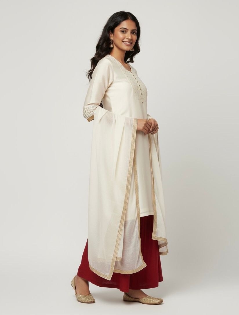 Basic Indian kameez  with 3/ 4 style sleeves Pdf sewing pattern - size xxs to 3xl