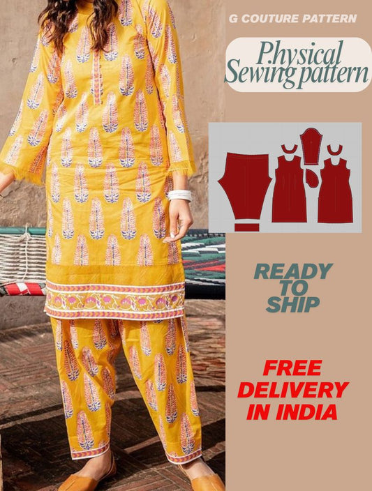 Physical Women Pakistani simple Salwar Kameez Physical Sewing Pattern- sizes Xs - 4Xl available