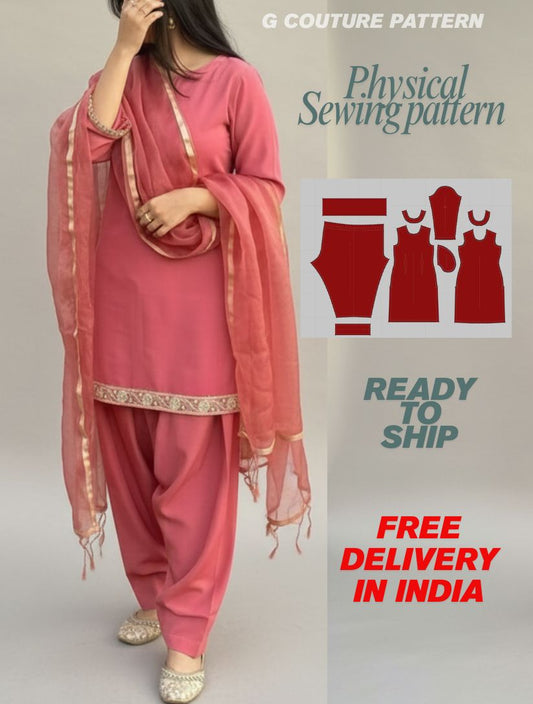 Physical Women belted Salwar Kameez Physical Sewing Pattern- sizes Xs - 4Xl available